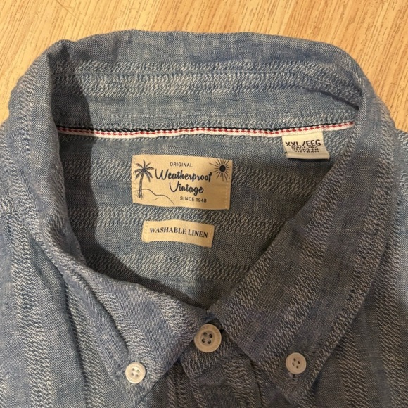 Original Waterproof Vintage Short Sleeve Washable Linen Button Up Shirt Size XXL - Picture 2 of 3